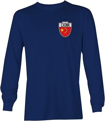 China Football Jersey - Chinese National Soccer Unisex Long Sleeve Shirt Navy, XX-Large