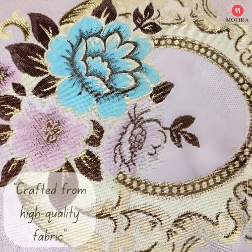 Image of Fridge Top Cover by Motira - Floral Embroidered Protector with 6 Utility Pockets and Tassels, Washable Fabric 54 x 120 CM (Pink).