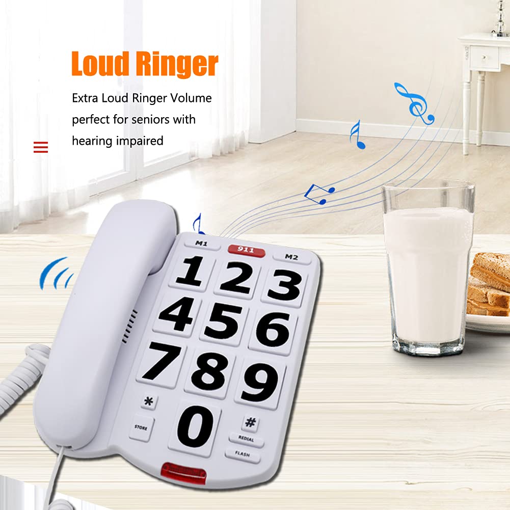 P-54 - Telefono fisso con tasti extra large per anziani e anziani, con composizione rapida e tasti grandi, facile da programmare