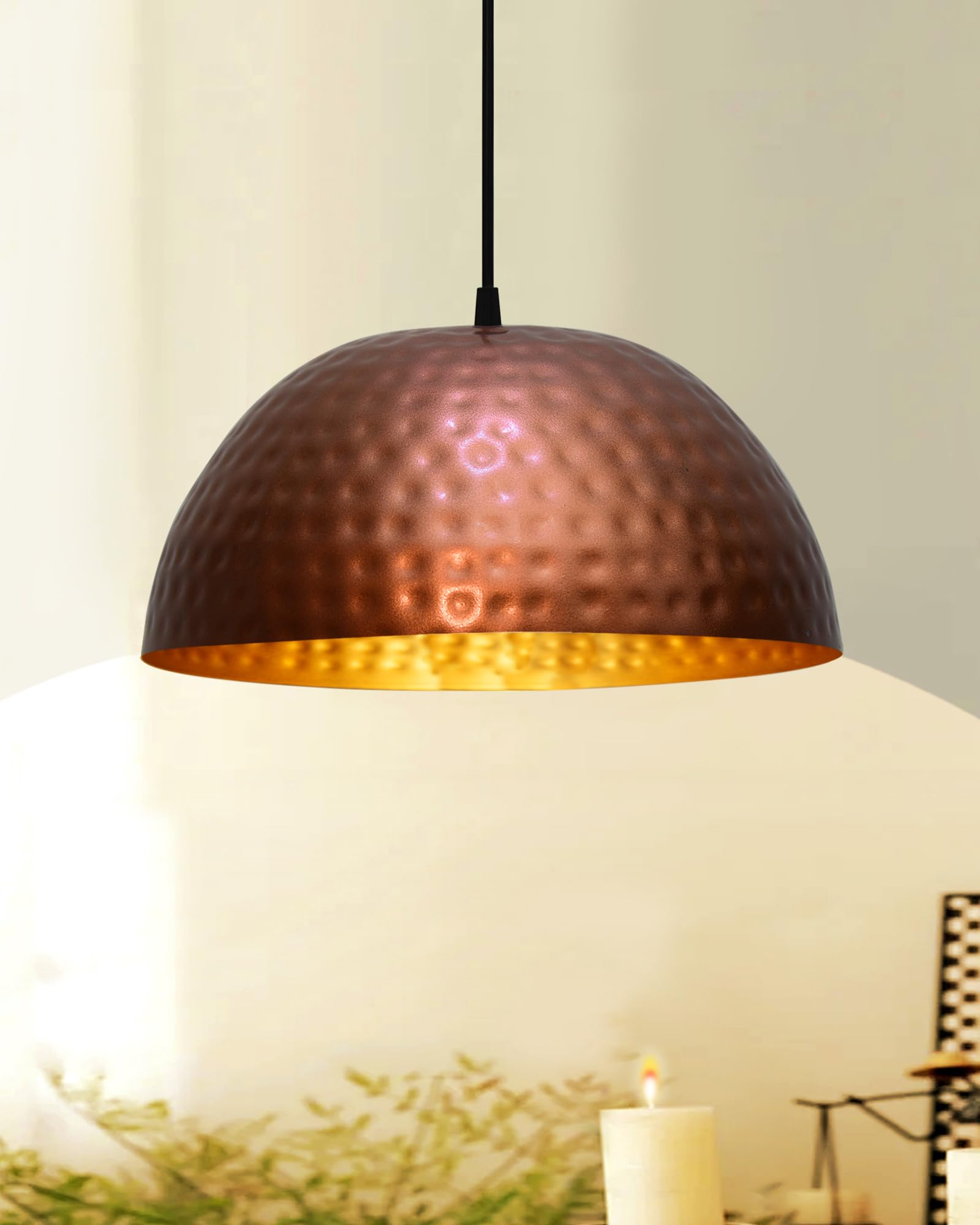 Homesake Antique Copper Hammered, Hanging Light, Pendant Light, Ceiling Decorative Vintage Chandelier for Living Room,Diwali Decoration Items for Home Decor