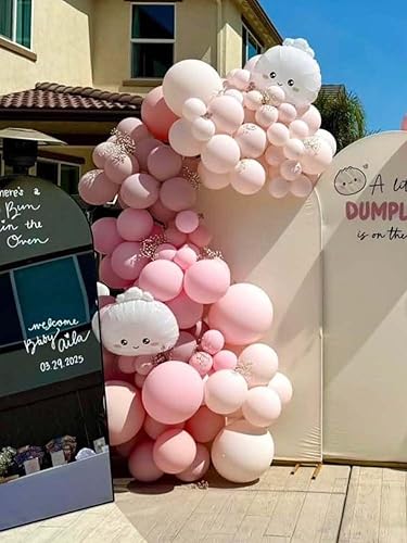 Miniatura 8 de Guirnalda de globos rosa claro, kit de arco de globos rosa pastel, globos metálicos rosa bebé, diferentes tamaños para cumpleaños, baby shower,