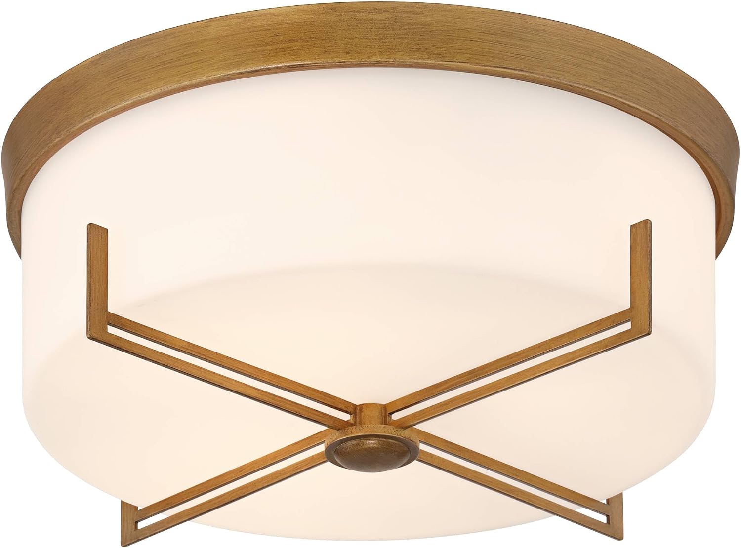 Possini Euro Design Henning 15 1/2" Modern Flush-Mount Ceiling Light Fixture Kitchen Foyer Hallway Round Gold Finish White Glass Shade Metal Bedroom Bathroom Entryway Living Room Indoor Small