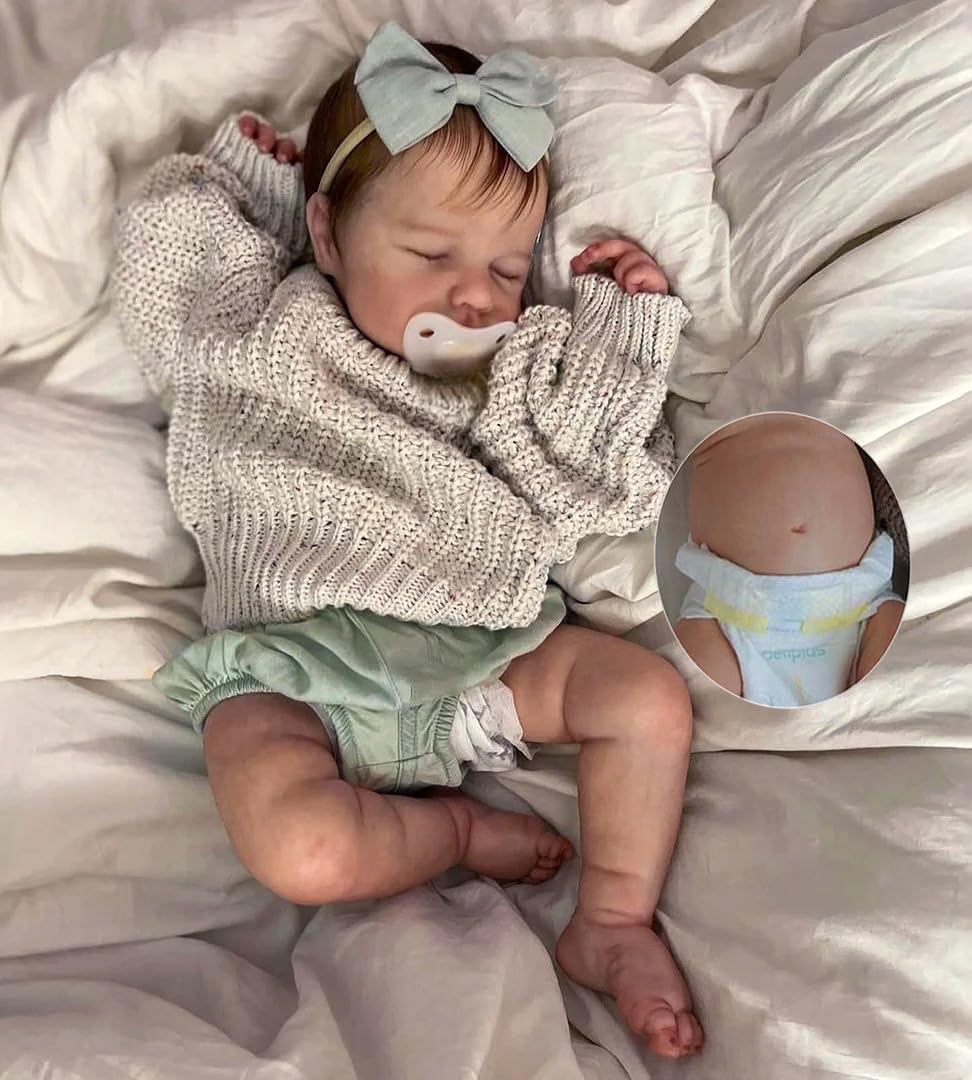 Zero pam Reborn Baby Lebensecht-50CM Reborn Baby Mädchen, Babypuppen Wie Echt, Echte Babypuppe, Reborns Puppen Lebensecht Mit Haaren