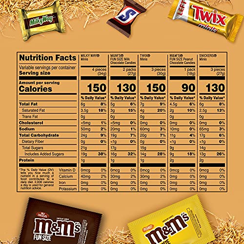 M&M's Milk Chocolate, M&M's Peanut, Snickers Chocolate Candy, Twix Caramel Cookie Bar & Milky Way Caramel Milk Chocolate Bulk Halloween Candy Assortment, 53.26Oz (135 Pieces) #TOP7