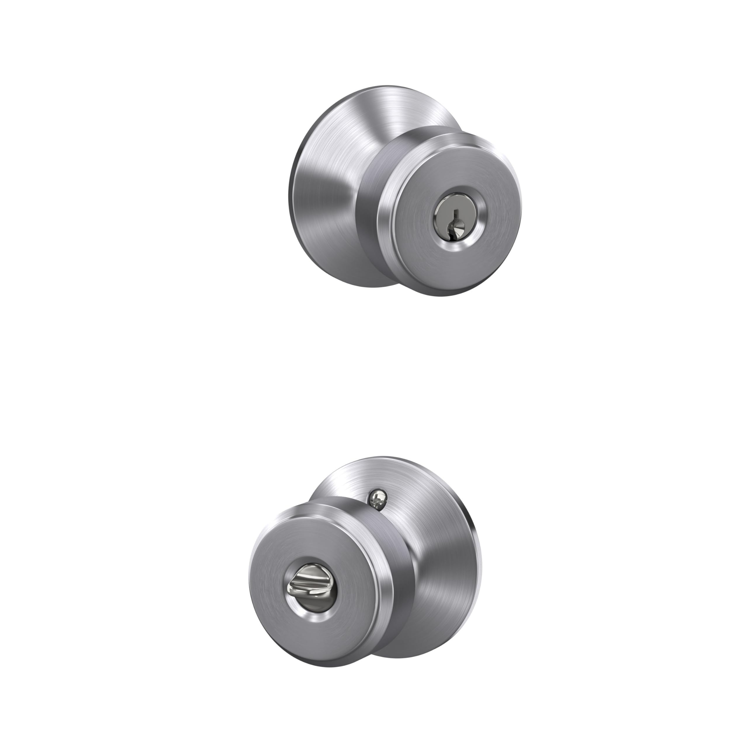 SCHLAGE Bowery Keyed Entry Door Knob, Interior/Exterior, Satin Chrome