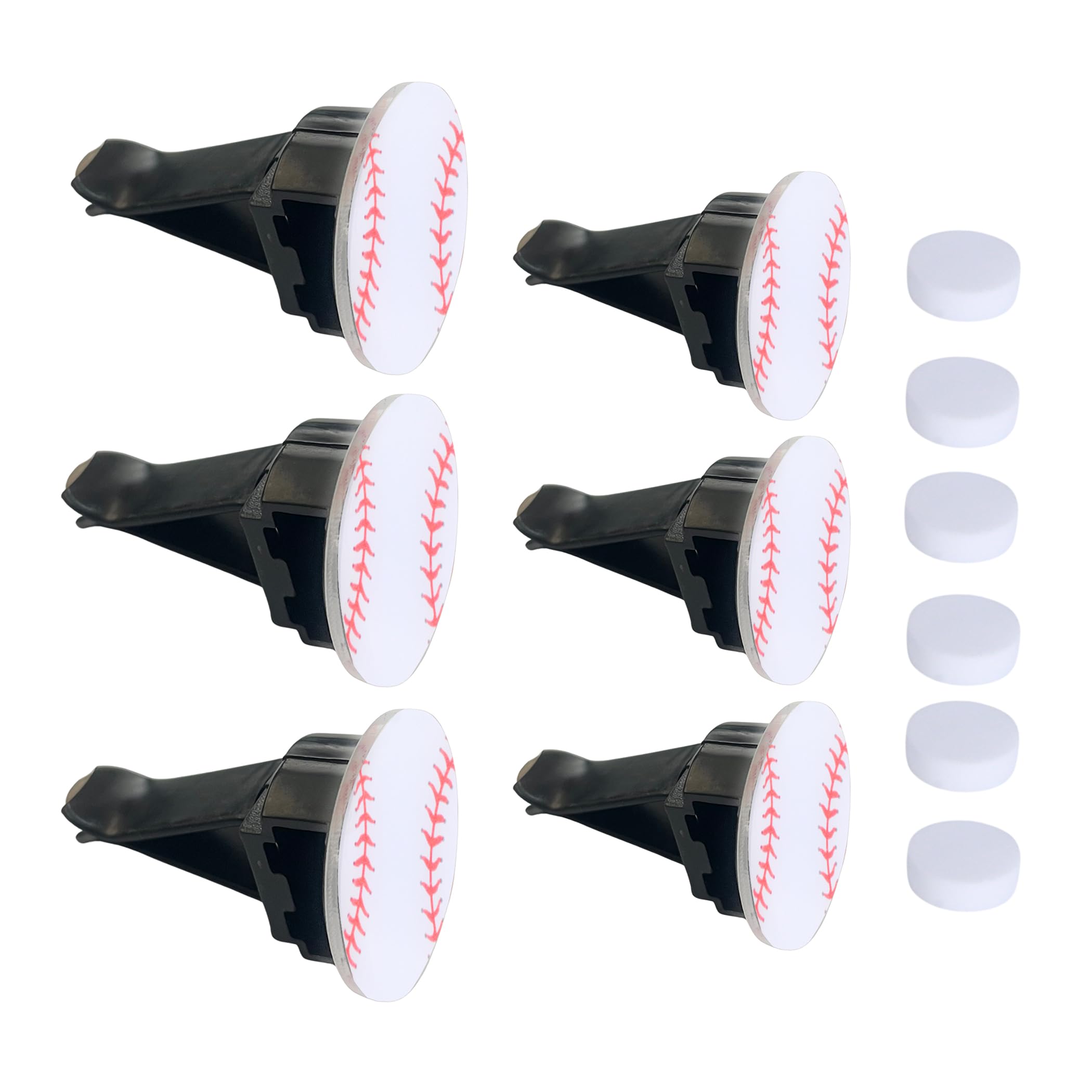 6Pcs Baseball Car Air Vent Clip,Sport Car Air Conditioning Outlet Clip for Car Air Freshener, Interior Accessories(1.2inch,1.4inch)