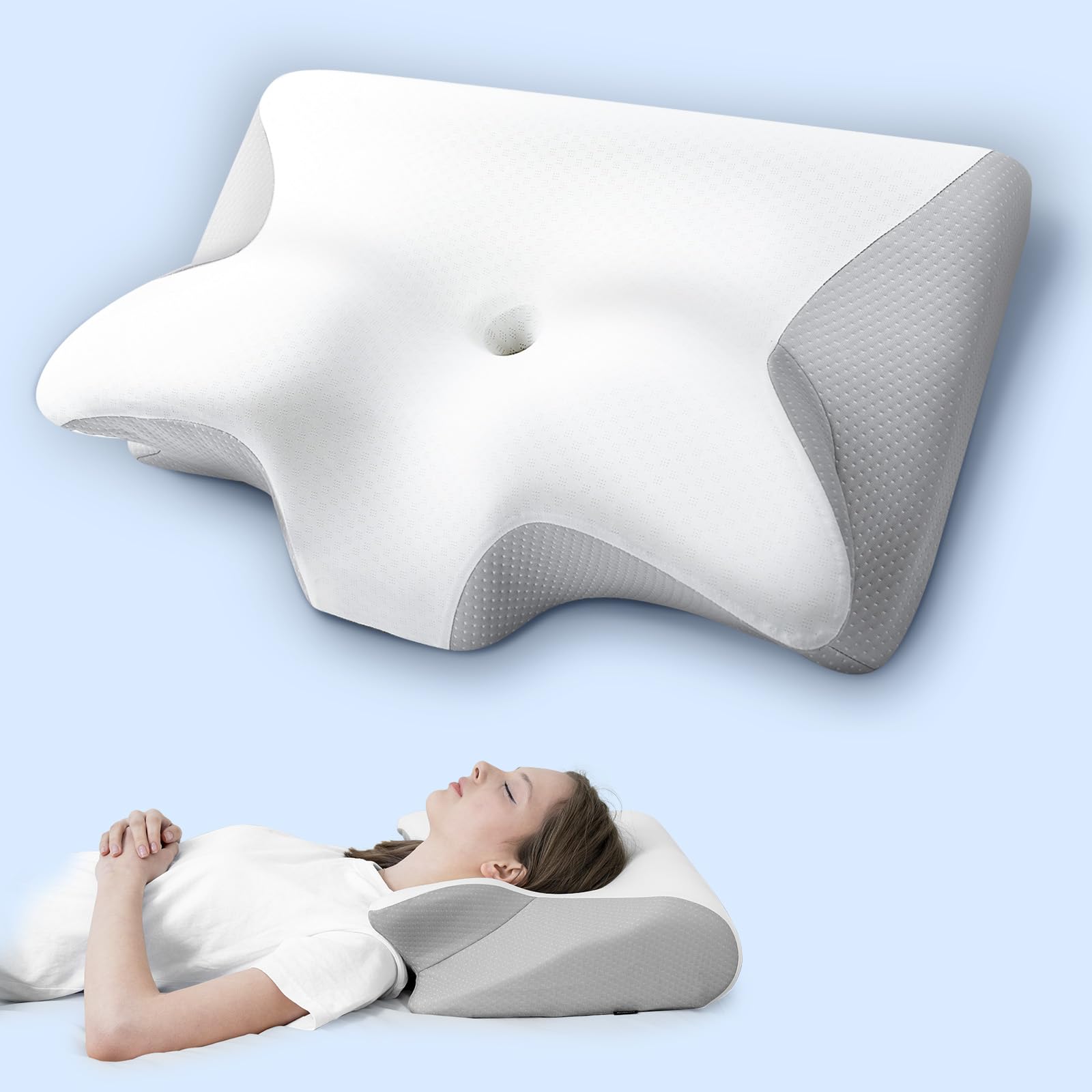 HOMCA Memory Foam Pillow, 2 in 1 Cervical Pillow for Neck sold price at auction in Canada
