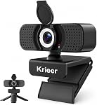 1080P Webcam with Microphone, USB Camera for PC and Laptop, Privacy Cover | For meetings, remote work, classes, streaming, and video calls; includes 105° wide view, privacy cover, and mini tripod