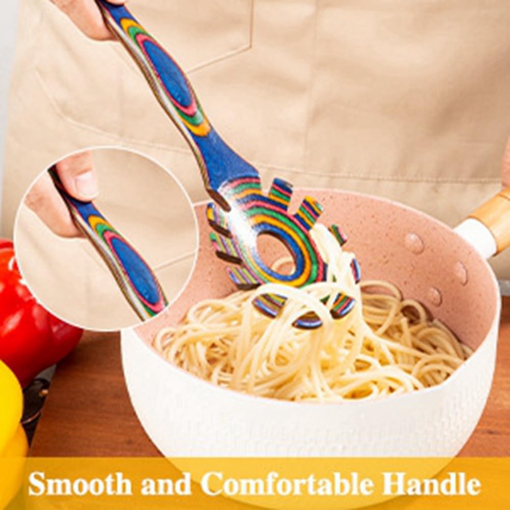 Juego de Cucharas de Sopa de Utensilios de Cocina de Madera de Piezas, Suministros de Cocina de Madera, Espátula Grande y Colorida Antiadherente, Herramientas de Cocina