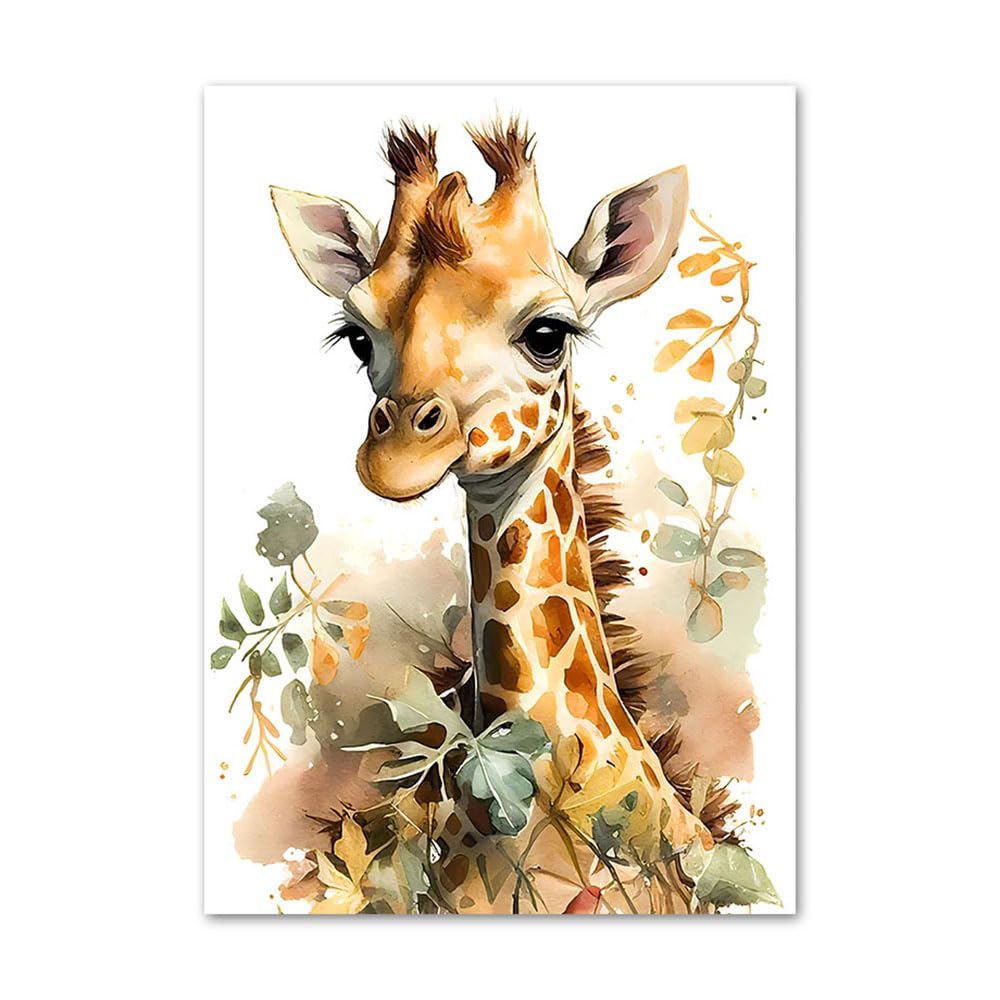 3 Affiches Animaux Jungle Tableau Savane Bebe Garcon Decoration Chambre Enfant Lion Girafe Poster Chambre Enfant Foret 30x40 Toile Boho Affiche Animaux Chambre Bébé Garcon sans Cadre (BYCH074-30x40)