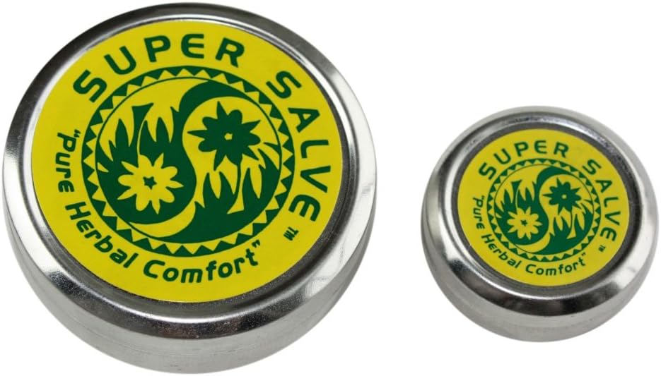 The Super Salve Co All Purpose . Extra Large 4oz tin AND .5oz Travel Tin Chapparral Leaf, Comfrey Leaf, Ecinacea Flower, Hops Flower and Usnea Moss (4 oz (Large) & .5 oz (travel))