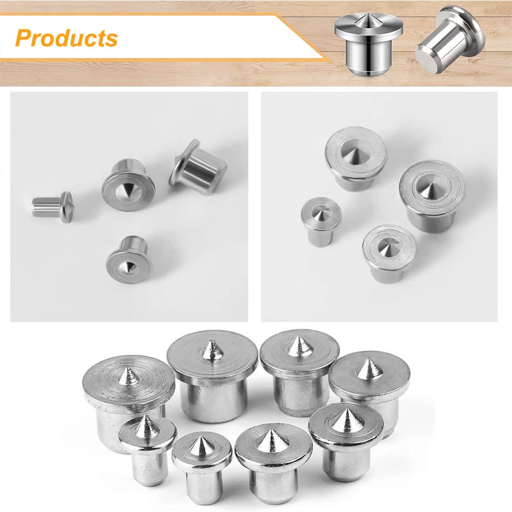 SKYPRO Set di 20 perni centrali per la lavorazione del legno, per lavori artigianali, in acciaio, perni di centraggio, per il trasferimento (6 mm)