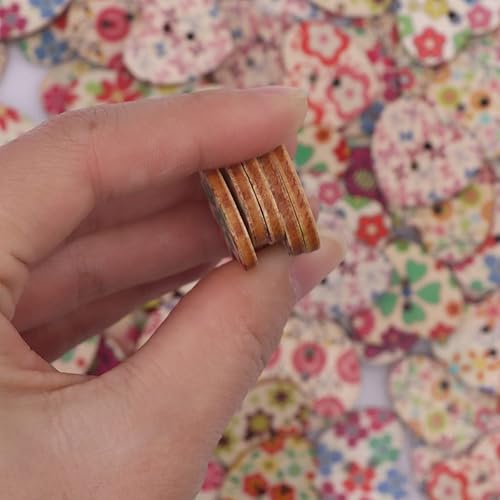 Miniatura 4 de 200 botones impresos de madera con forma de corazón de durazno con forma de flores mixtas para botones de costura de bricolaje, botones de tela,