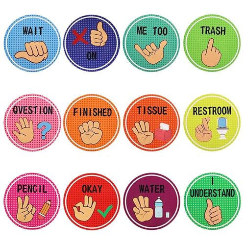 GRIRIW Classroom Hand Signal Posters Set for Teachers and Students Visual Cues for Nonverbal Communication Kindergarten Elementary School Decor Educational Charts
