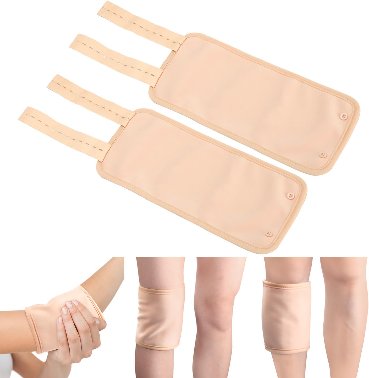 Tiga 2 Pack Castor Oil Wrap - Reusable Organic Thyroid Patch For Knee, Calf, Knee To Improve Circulation (Oil Not Included), Khaki