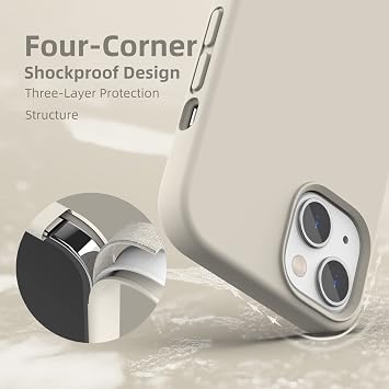 K Tomato Liquid Silicone Case Compatible with iPhone 13, Stone | Phone case for iPhone 13 6.1 inch 2021, with microfiber lining, shockproof, drop protection, anti-fingerprint
