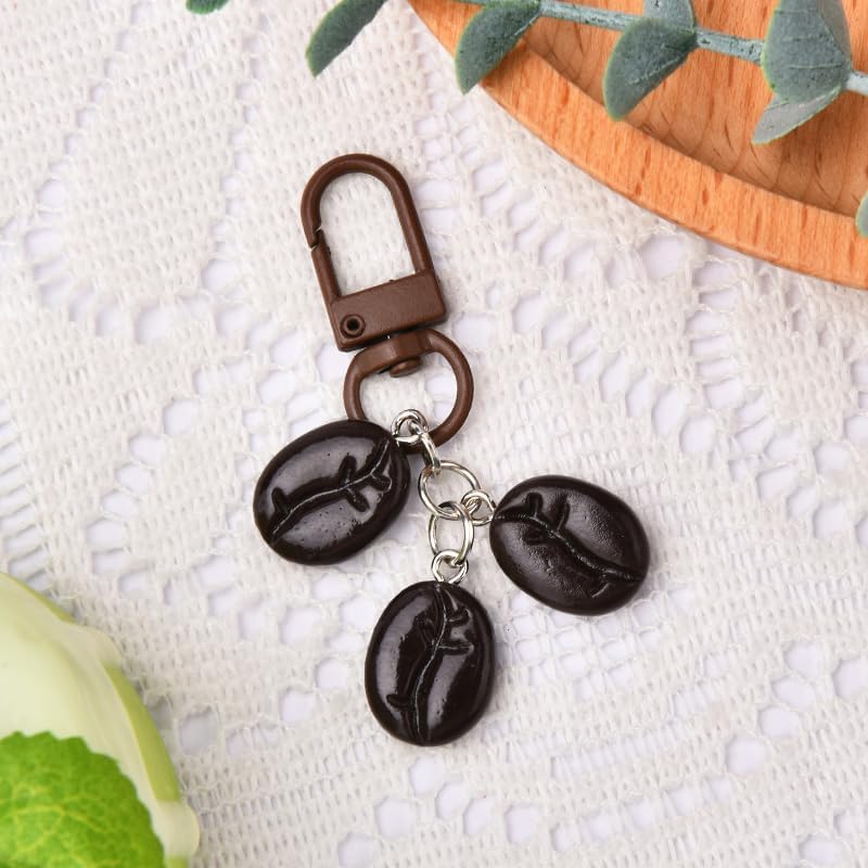 Coffee Bean Keychain Charm for Bag Purse Novelty Coffee Lovers Gifts for Barista Keychains Car Keys Backpack Earphone Case Accessories Ornaments Decors Espresso Caffeine Enthusiasts Gift - Image 3