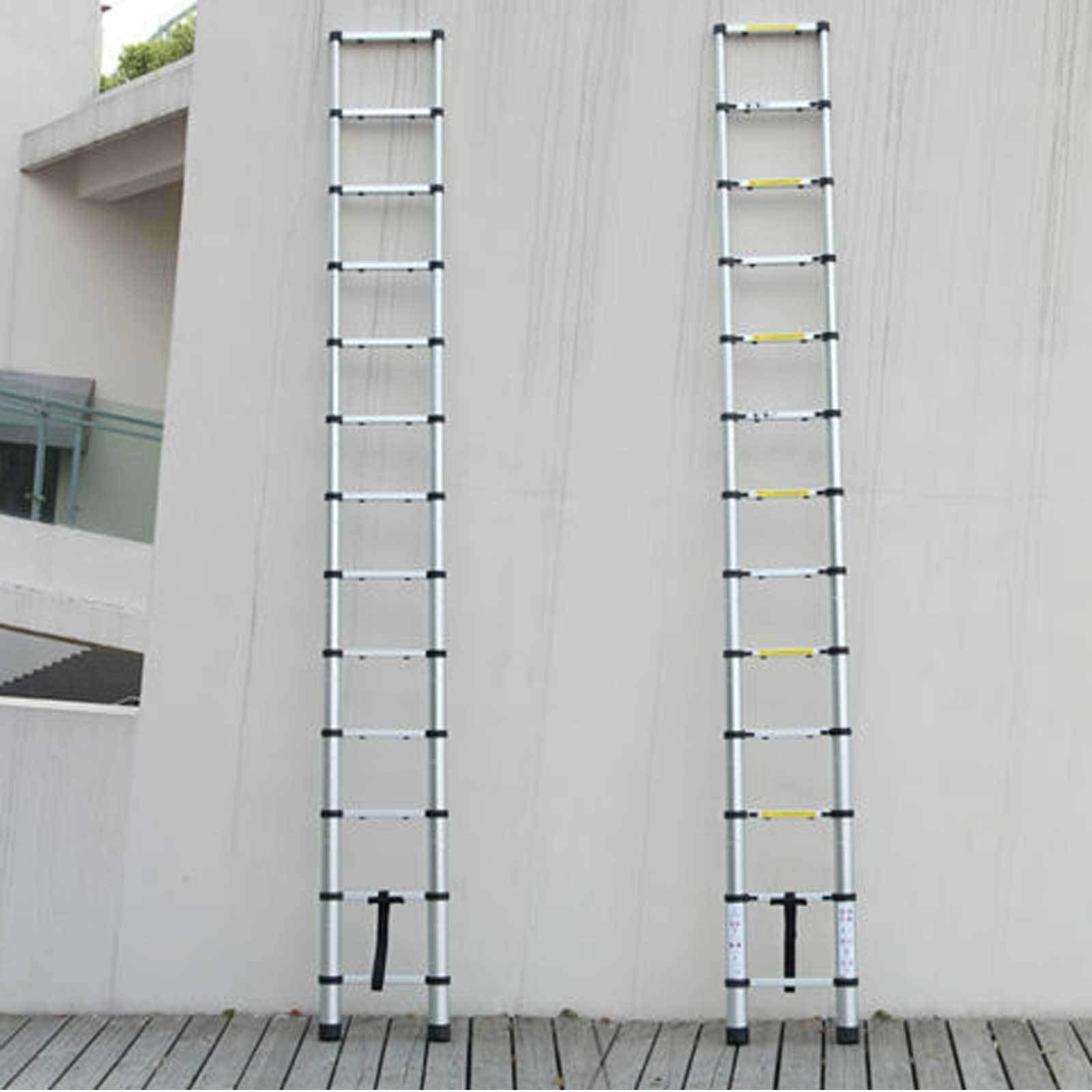 Drabina teleskopowa 3,8 m, wysuwana drabina aluminiowa, do kampera, na strych, do biura, magazynu, wielofunkcyjna, łatwa do przenoszenia, obciążenie 150 kg