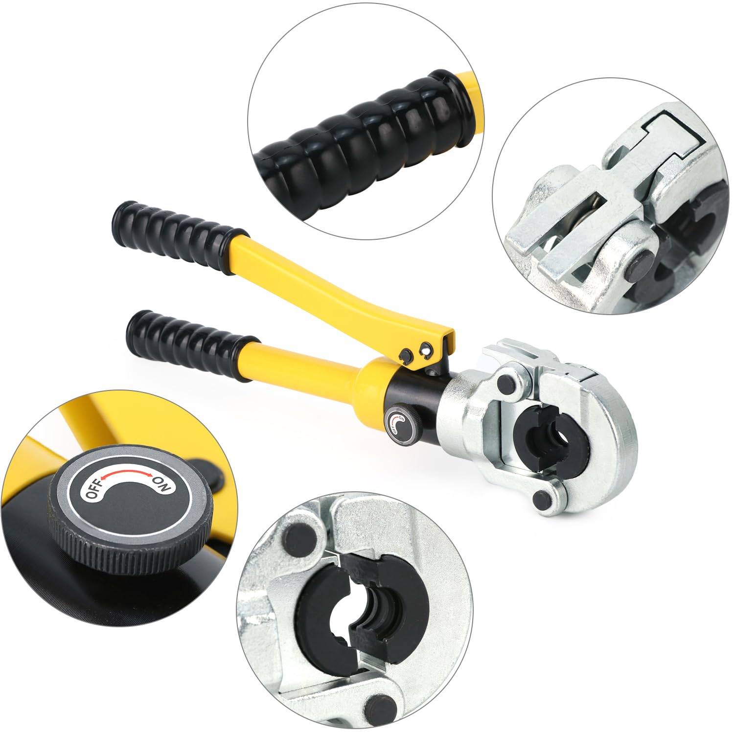 QWORK® Alicates Prensadores Tuberías, 100 kN Prensadora Tubo, Compatible con TH16, TH20, TH26, TH32, solo para Tubos de Aluminio-plástico y Tubos de PEX