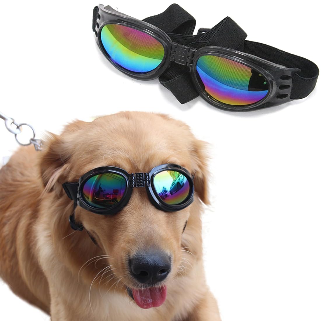 Occhiali Per cani, Occhiali da Sole Cani con Cinturini Regolabili, Accessori Cani Domestici Occhiali, Occhiali da Sole Cani， Protezione UV, Occhiali da Sole e Protettivi per Cani