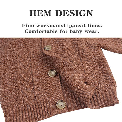 Peecabe Winter Baby Girls Sweater Cotton Long Sleeve Cardigan For Toddler Girls Knitted Sweaters Spring Autumn (Brown, Xs) #TOP4