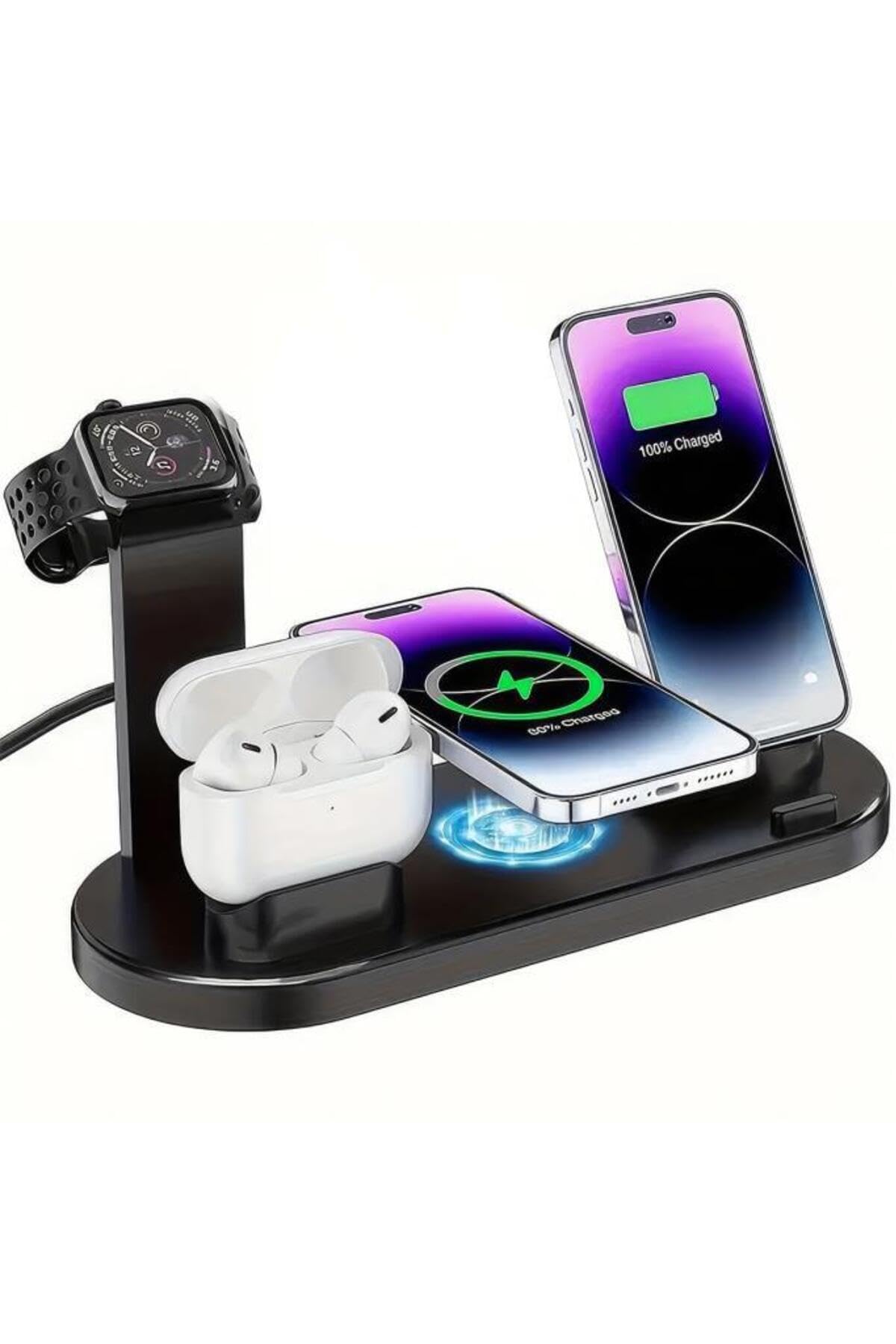 Chermik 4 in 1 Kablosuz Şarj İstasyonu Çok İşlevli Telefon, Akıllı Saat, Kulaklık Uyumlu Şarj…