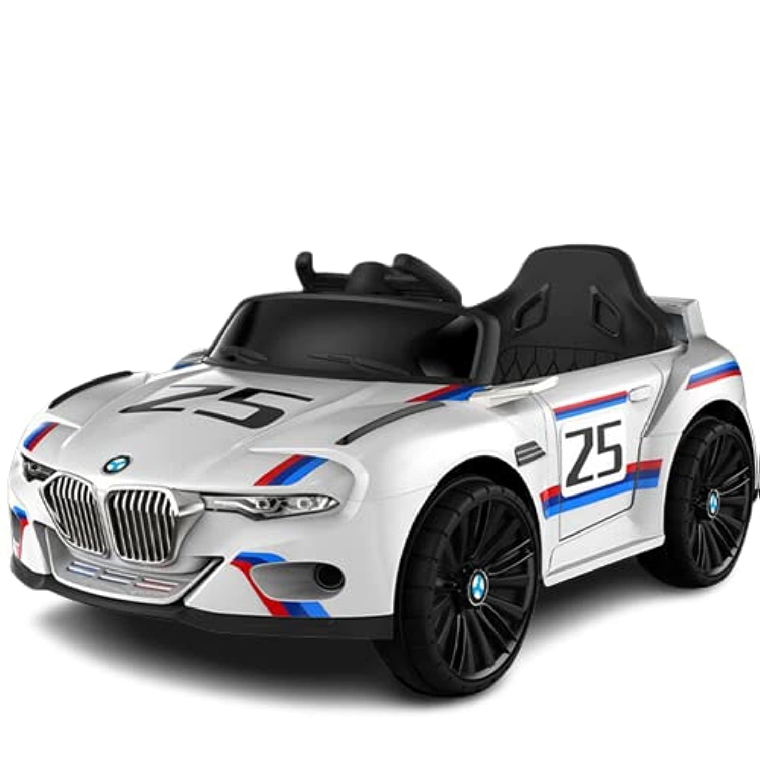 TECHPLUS New Kids Electric Car Remote Control Four-wheeled Ride on toy car can sit Baby Car Swing Four-Wheel Drive Charging 0-6Y (WHITE)