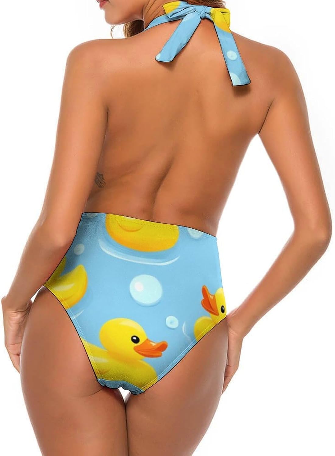 Women One Piece Swimsuit Monokini V-Neckline Swimwear Vintage Beachwear