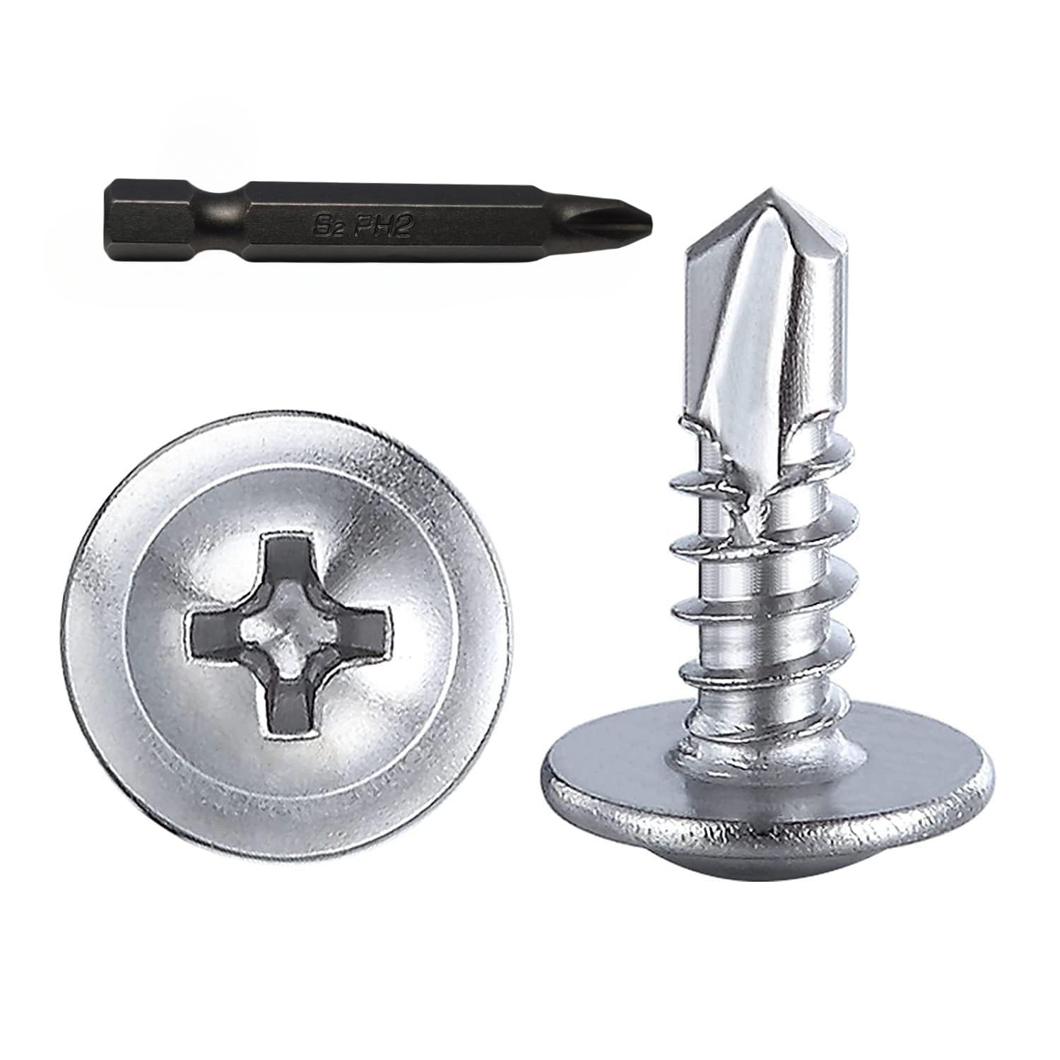 zcfochi Screws?300pcs?#8×1/2” for Sheet Metal Self-Tapping Screws 410 Stainless Steel Phillips Modified Truss Head Self-Drilling Screws High-Strength Quick Tapping Screws (#8x1/2)