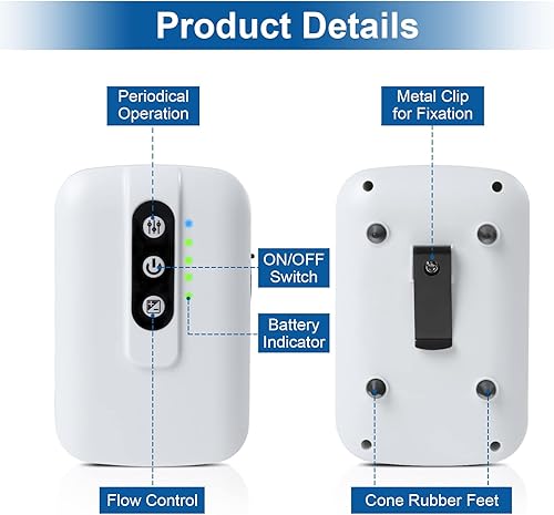 Miniatura 5 de GuDoQi Bomba de aire recargable para acuario, aireador de peces de doble salida, burbujeador de acuario ajustable silencioso de 2 W para tanque de