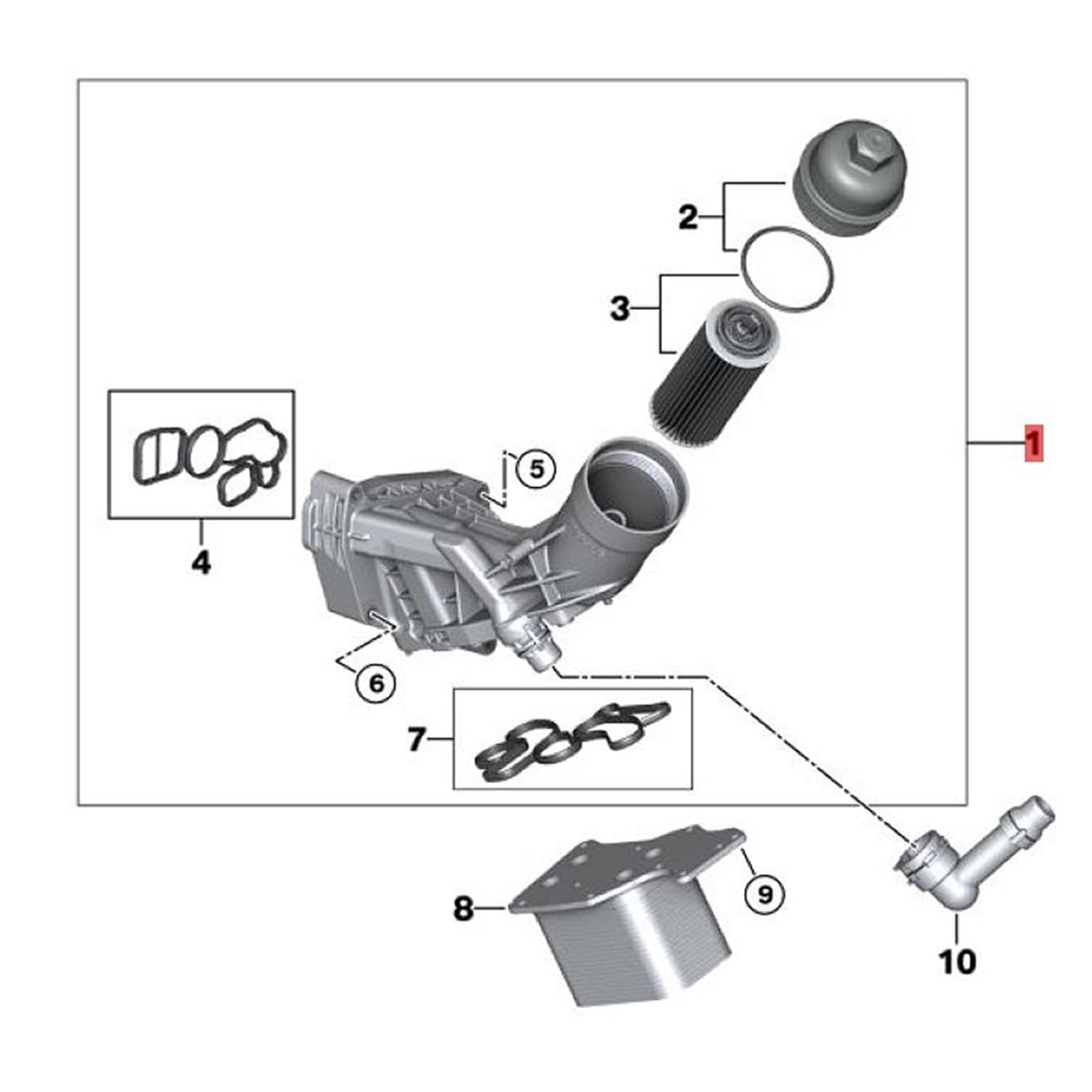 SaDity 11428596283 carcasa del filtro de aceite carcasa del enfriador del filtro de aceite Compatible con BMW F20 F22 F30 G30 G32 piezas del motor 11428593771 11428586673
