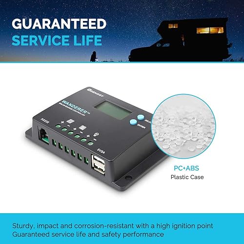 Miniatura 24 de Renogy Wanderer Li controlador de carga solar de 30 A, 12 V PWM, conexión de polo negativo a tierra, con función de sensor de temperatura apto