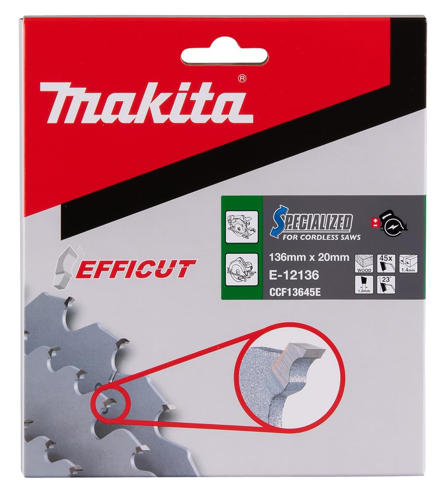 Makita E-12136 Hoja Sierra Circular Efficut 136x20x1,4 45 mm 45 Dientes Madera