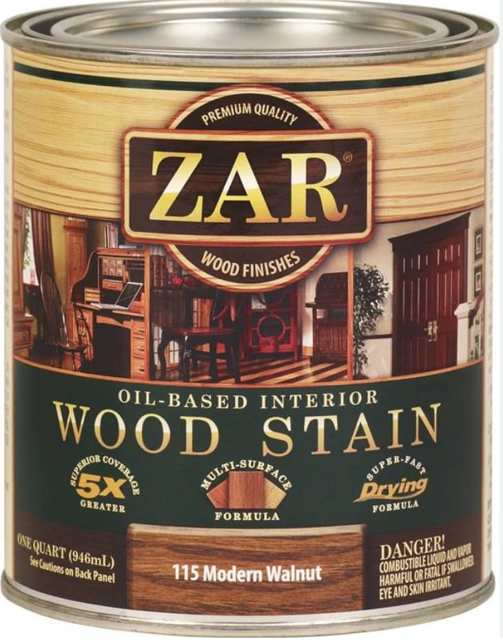 ZAR Oil-Based Interior Wood Stain, Modern Walnut 115, 1 Quart
