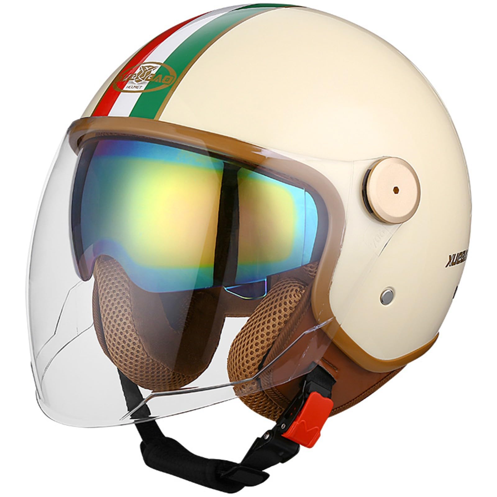 Casco Aperto Con Visiera Parasole, Omologato ECE Mezzo Casco Moto Doppia Visiera Casco Moto Ciclomotore Cruiser Bobber E Chopper Per Uomo E Donna Approvato DOT/ECE