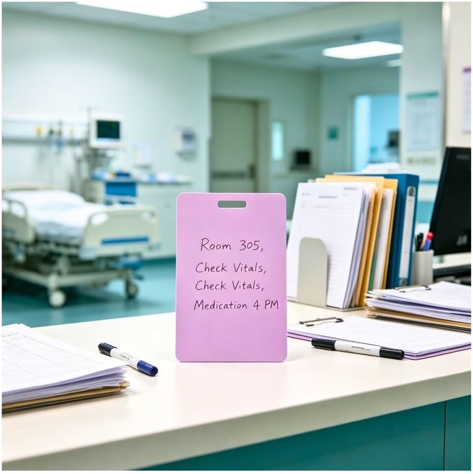Erasable Badge Card Reusable Badge Buddy Notepad Purple Silicone Write & Wipe Notepad, Erasable Badge Sticky Notes for Nurses Doctors ID Badge Holder Medical Accessories image 5