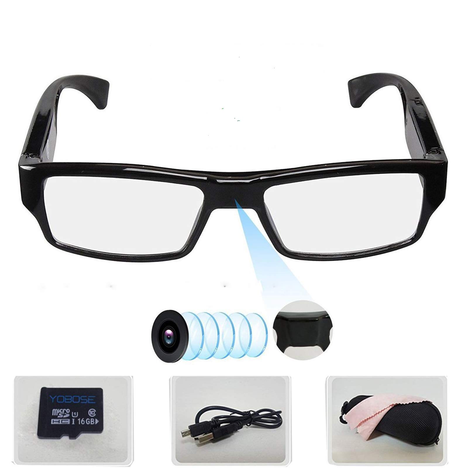 Amazon.co.jp: 2019年スパイカメラメガネ無孔32GB内蔵-超小型カメラ