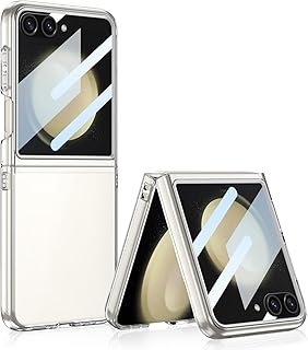 BAILI Capa para Galaxy Z Flip5, capa transparente de TPU transparente HD para Samsung Galaxy Z Flip5, capa ultrafina Z Flip5 com película integrada, capa protetora transparente para Galaxy Z Flip 5-TM