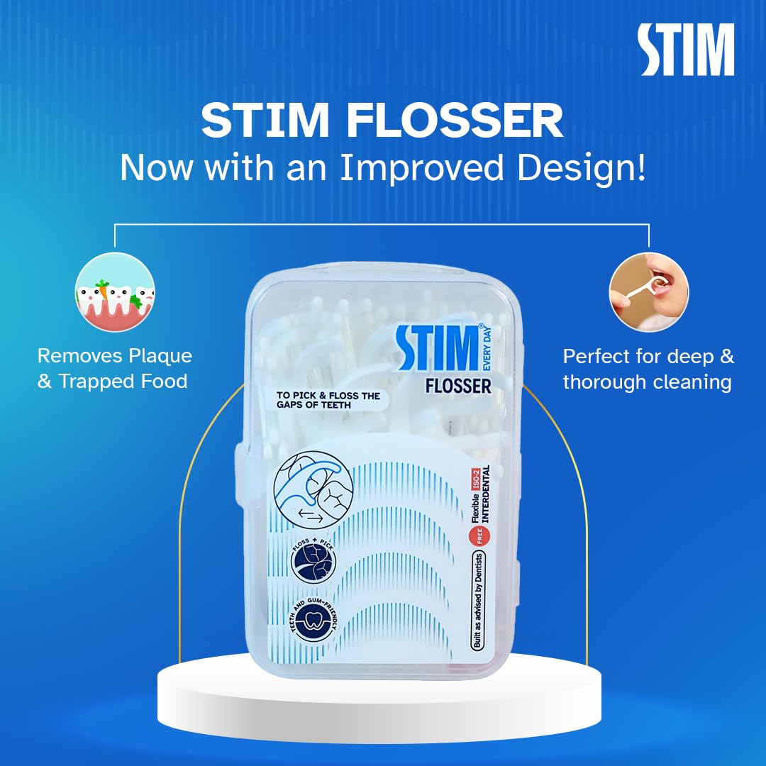 STIM Flosser | Removes Plaque and Food Between the teeth | Toothpick on the back side | Now with Improved Design (Pack of 2) - Image 5 thumbnail