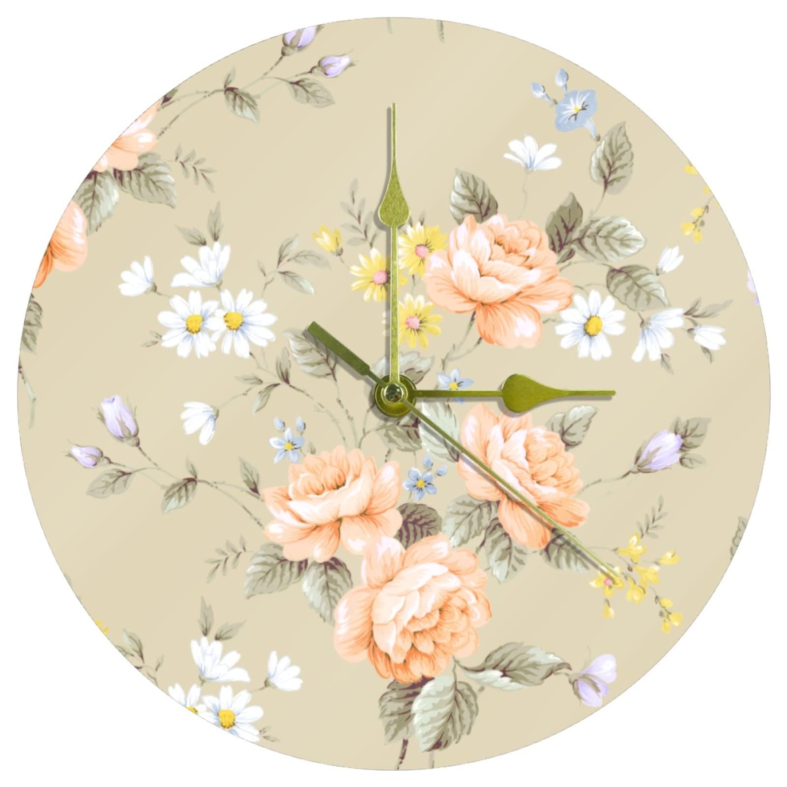 Horloge murale sans tic-tac acrylique fleur 24 cm pour retrouver le sommeil