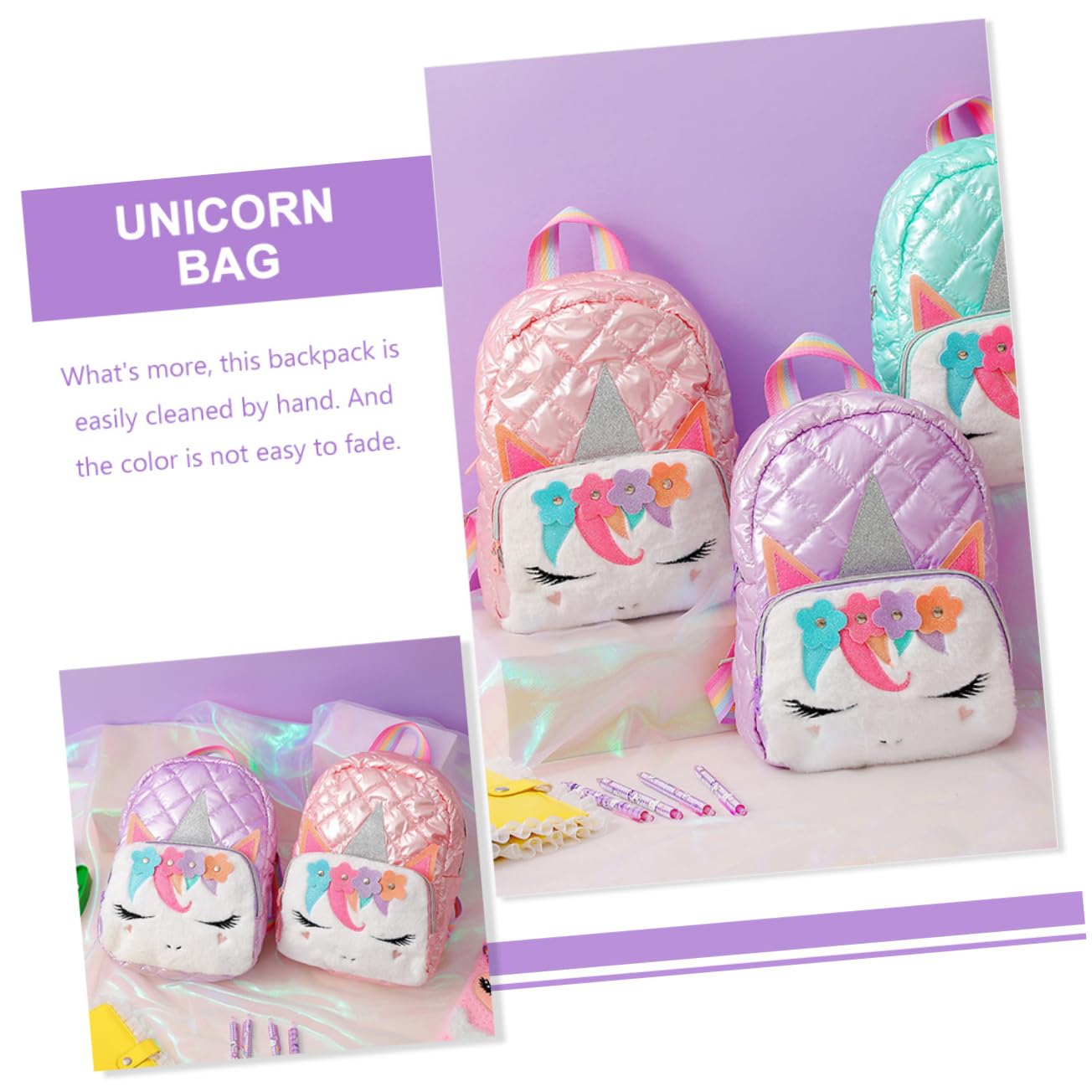 SHERCHPRY Mochila Escolar De Dibujos Animados Mochila De Peluche para Unicornio para Niña Mochila De Unicornio para Bolso De Hombro para Colegio