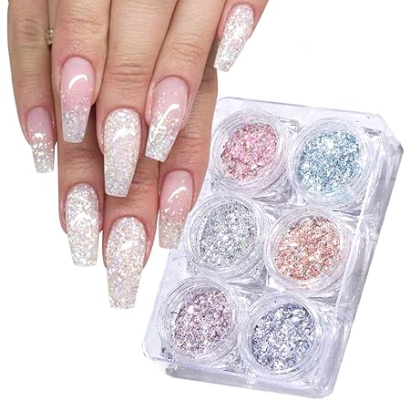 GZSYY Nail Glitter Nail Powder Nail Art Glitter Powder 6 Colours Nail Sequins Holographic Nail Pigments Glitter for Nails : Amazon.de: Beauty