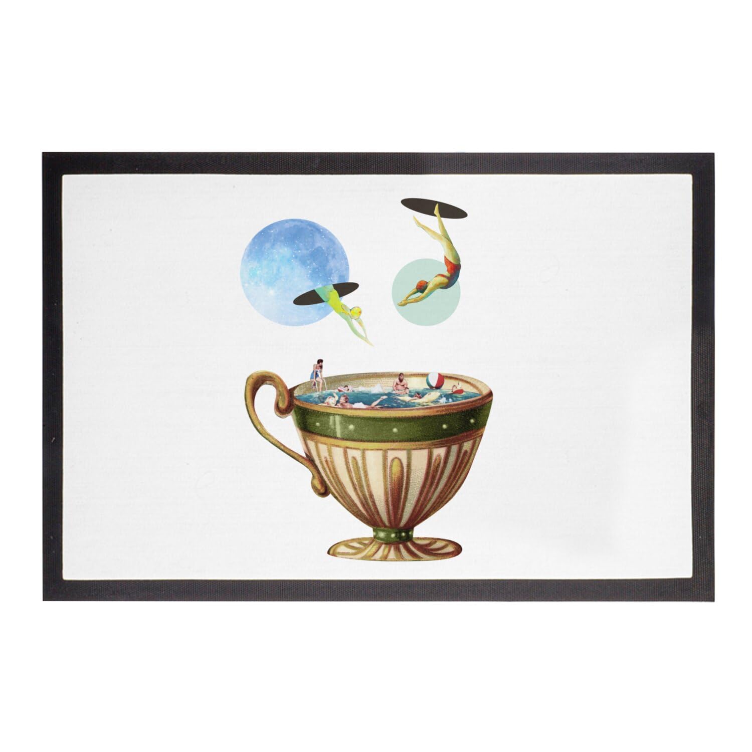 Paillasson Blanc Piscine dans Une Tasse Tapis Entrée Design Salon Art Moderne
