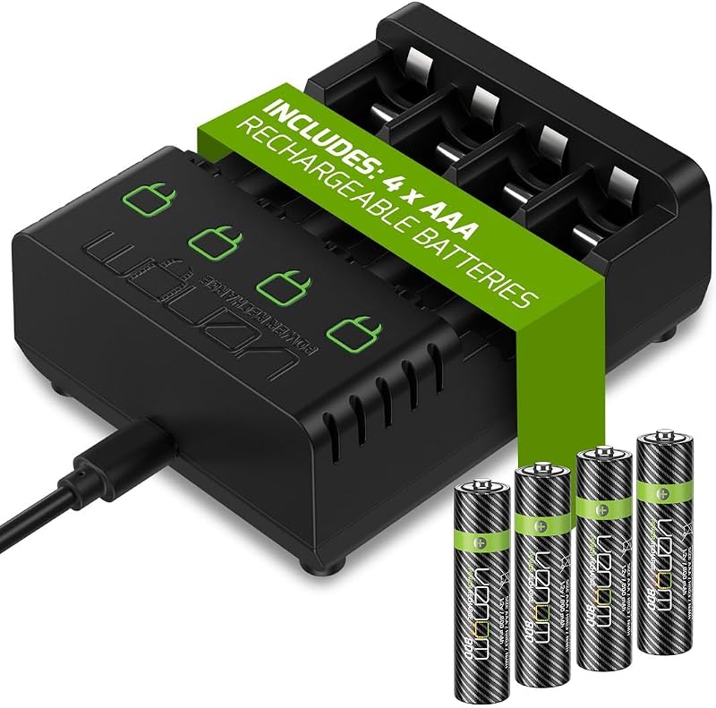 Venom AAA Újratölthető Elemek Töltőállomással - 4db 800mAh 1.2V Akkumulátor Szett Töltővel