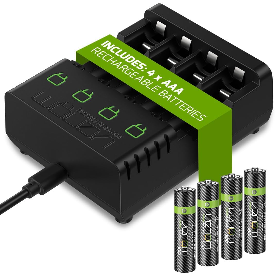 Venom AAA Rechargeable Batteries - 800mAh - Black - 4 Pack