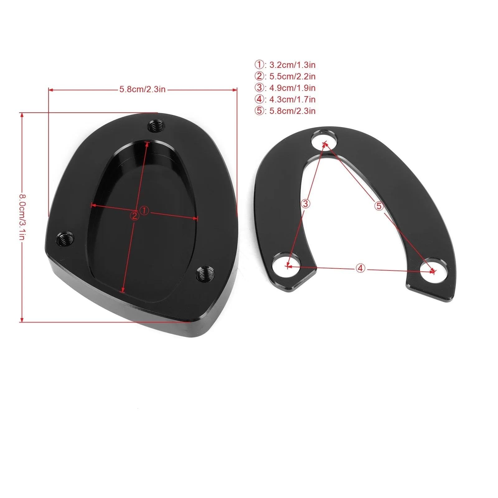Podkładka wspierająca motocykl Podkładka Pod Nóżkę Boczną Motocykla Podpórka Powiększona Płyta Podpórka StreetTriple R675 675 675RX 765R 765S 765RS Podkładka rozszerzająca(Black)