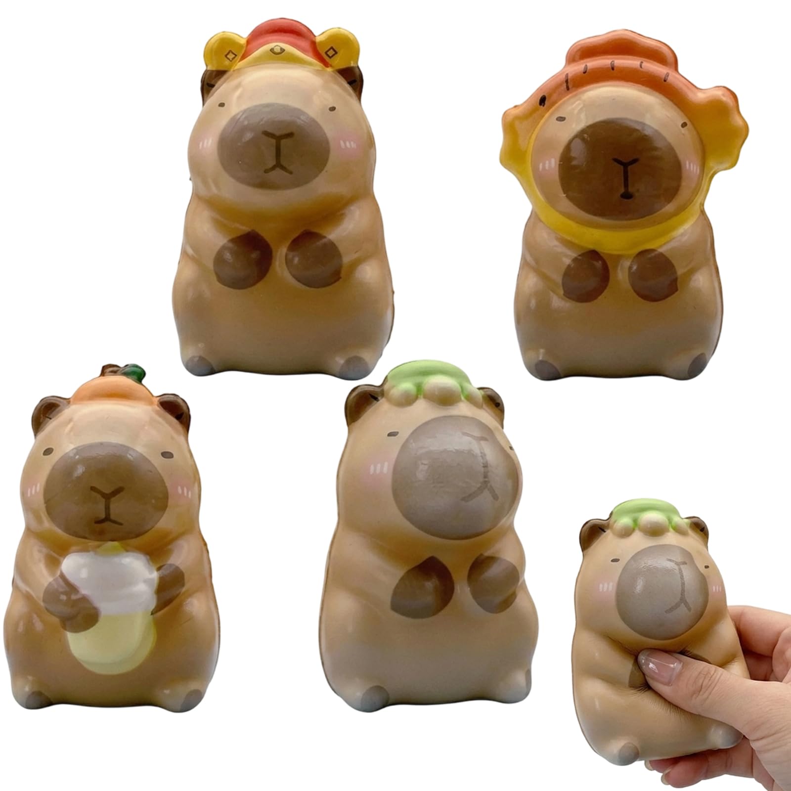 4 PCS Random Style Capybara Squishy, Capybara Fidget for Office and Travel, Suitable for Daily Relaxation, 8 cm Soft Capybara Squishies for Focused