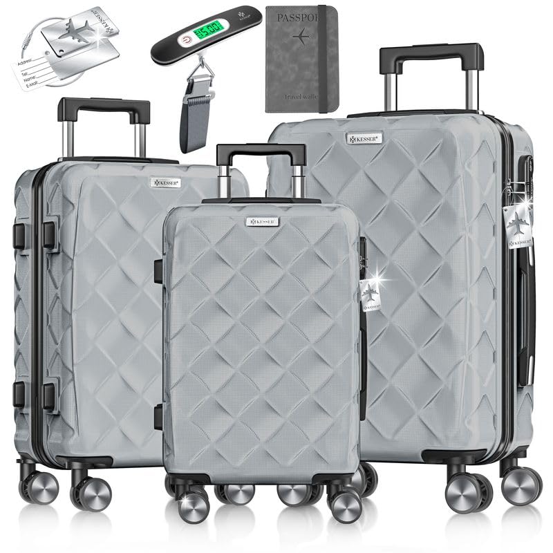 KESSER® Reisekoffer Set 3-teilig | Kofferset ABS Hartschalenkoffer mit Zahlenschloss, Kofferwaage &...