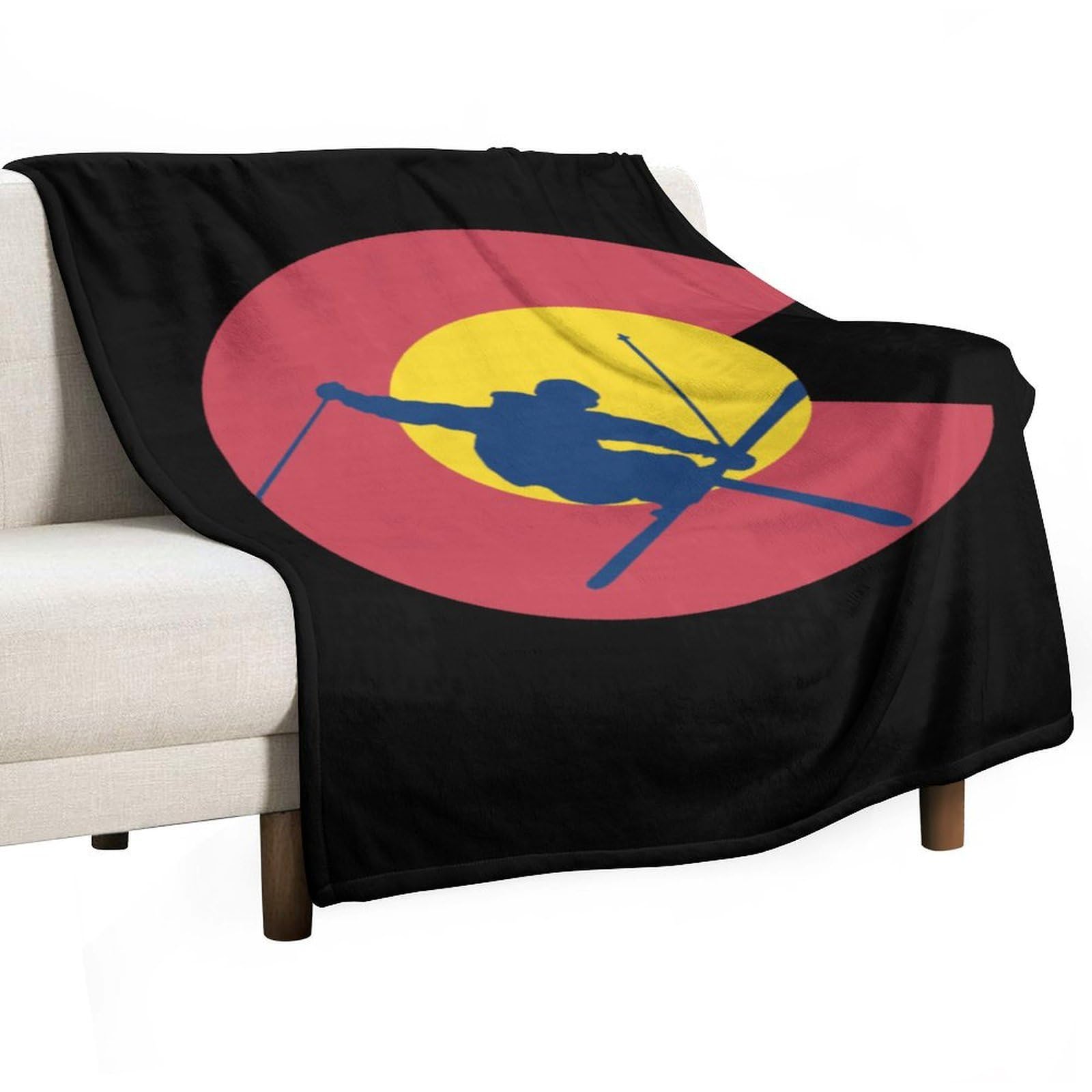 Cgsbngha Style Colorado Flag Skiing Ski Flannel Fleece Blanket Lightweight Soft Throw Blankets For Sofa Couch Bed Chair