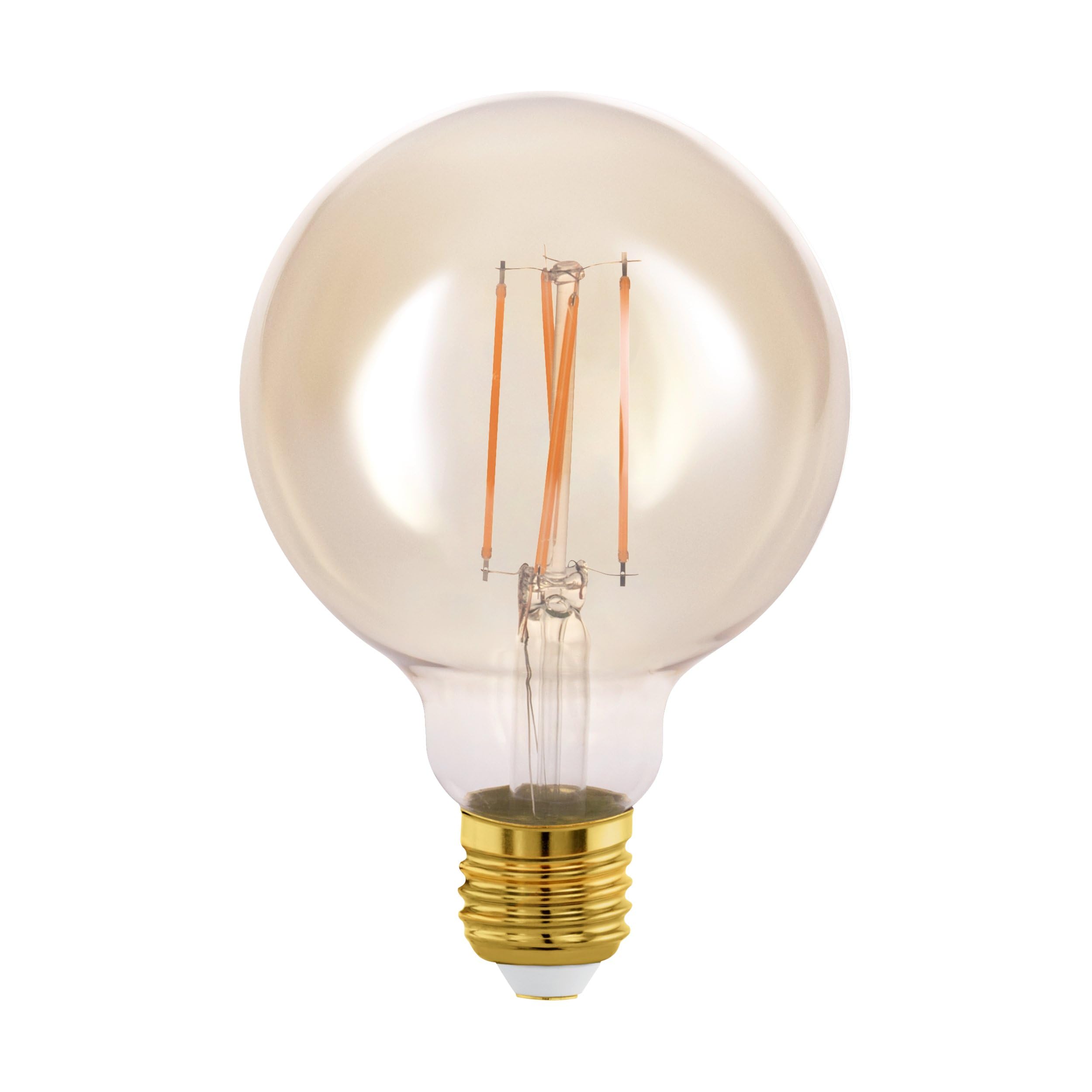 Eglo Amber Connect.z Smart Home E27 Led Filament Light Bulb, G95, Zigbee, App And Voice Control, Dimmable, Warm White, 500 Lumen, 5.5 Watt, Vintage Lightbulb